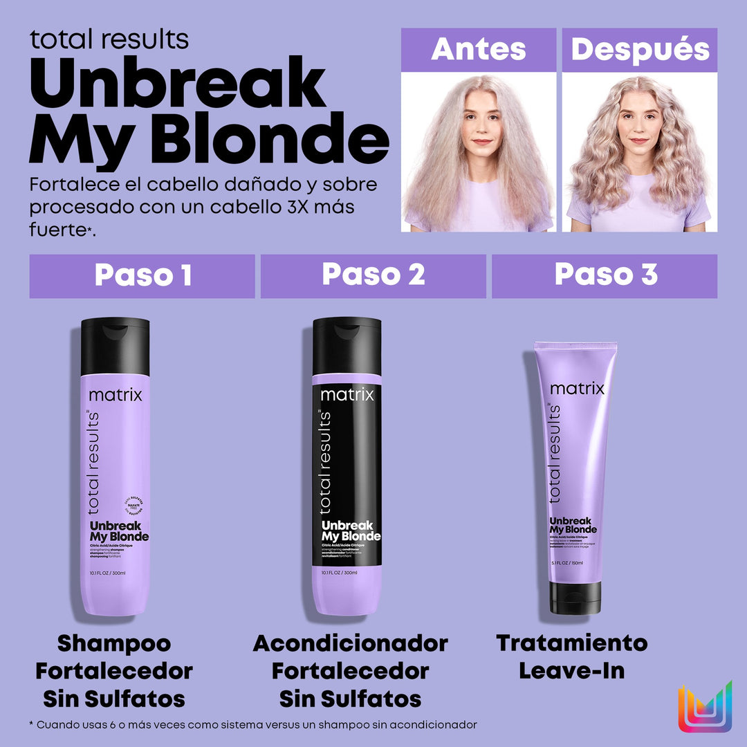 UNBREAK MY BLONDE, CUIDADO DEL COLOR, SHAMPOO SIN SULFATOS 300 ml