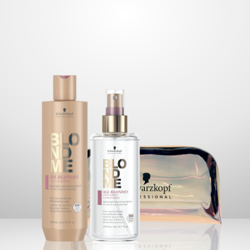 PACK BLONDME LIGHT, SHAMPOO + ACOND. EN SPRAY + ESTUCHE