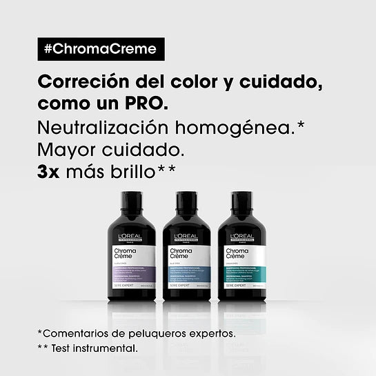 SERIE EXPERT, CHROMA CREME, SHAMPOO MATIZADOR AZUL 500ml