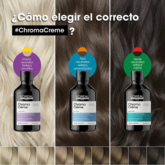 SERIE EXPERT, CHROMA CREME, SHAMPOO MATIZADOR VERDE 300ml